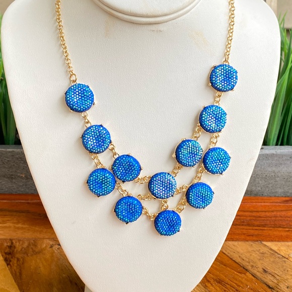 Denkays  Blue Boho Chunky Statement Ethnic Indian  African Bold Chunky Necklace - Picture 4 of 4